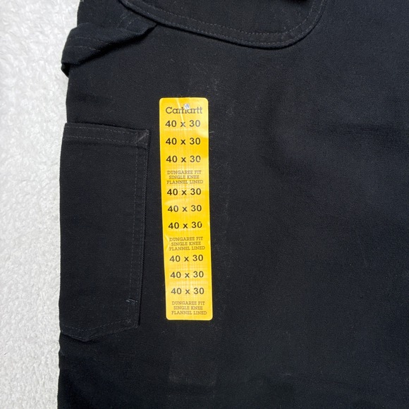 Carhartt B111 BLK Washed Duck Work Dungaree Flannel Lined Pants Black 40x30 NWT - Picture 9 of 11